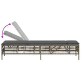 Sun Loungers 2 pcs with Table Grey Poly Rattan - Rear View