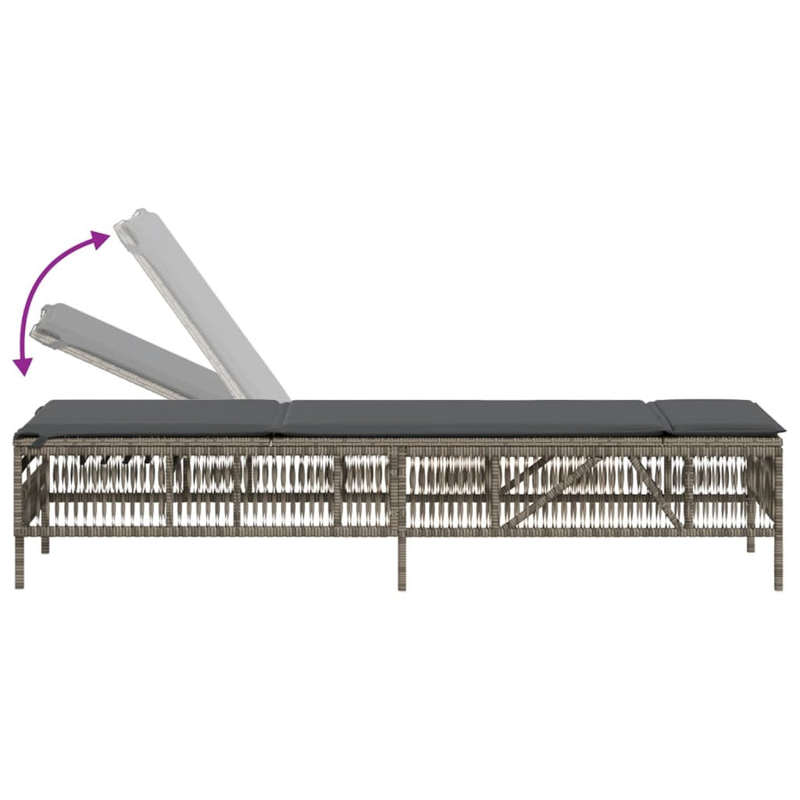 Sun Loungers 2 pcs with Table Grey Poly Rattan