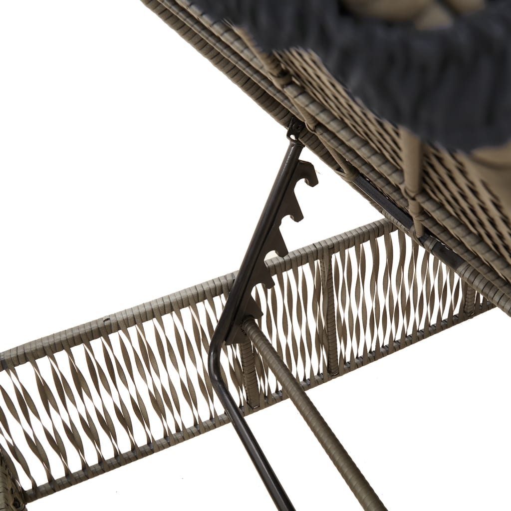 Sun Loungers 2 pcs with Table Grey Poly Rattan