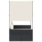 Double Sun Lounger with Roof and Curtains Black Poly Rattan