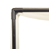 Double Sun Lounger with Roof and Curtains Black Poly Rattan - Rear View