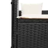 Double Sun Lounger with Roof and Curtains Black Poly Rattan - Close-Up Angle