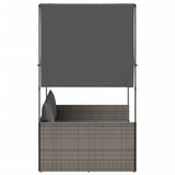 Double Sun Lounger with Roof and Curtains Grey Poly Rattan - Top-Down View