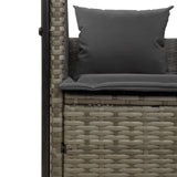 Double Sun Lounger with Roof and Curtains Grey Poly Rattan - Close-Up Angle