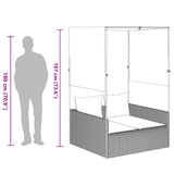 Double Sun Lounger with Roof and Curtains Grey Poly Rattan - Extra Image