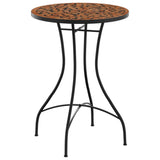 Mosaic Bistro Table Terracotta Ø50x70 cm Ceramic - Front View