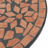 Mosaic Bistro Table Terracotta Ø50x70 cm Ceramic - Close-Up Angle
