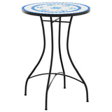 Mosaic Bistro Table Blue and White Ø50x70 cm Ceramic - Front View
