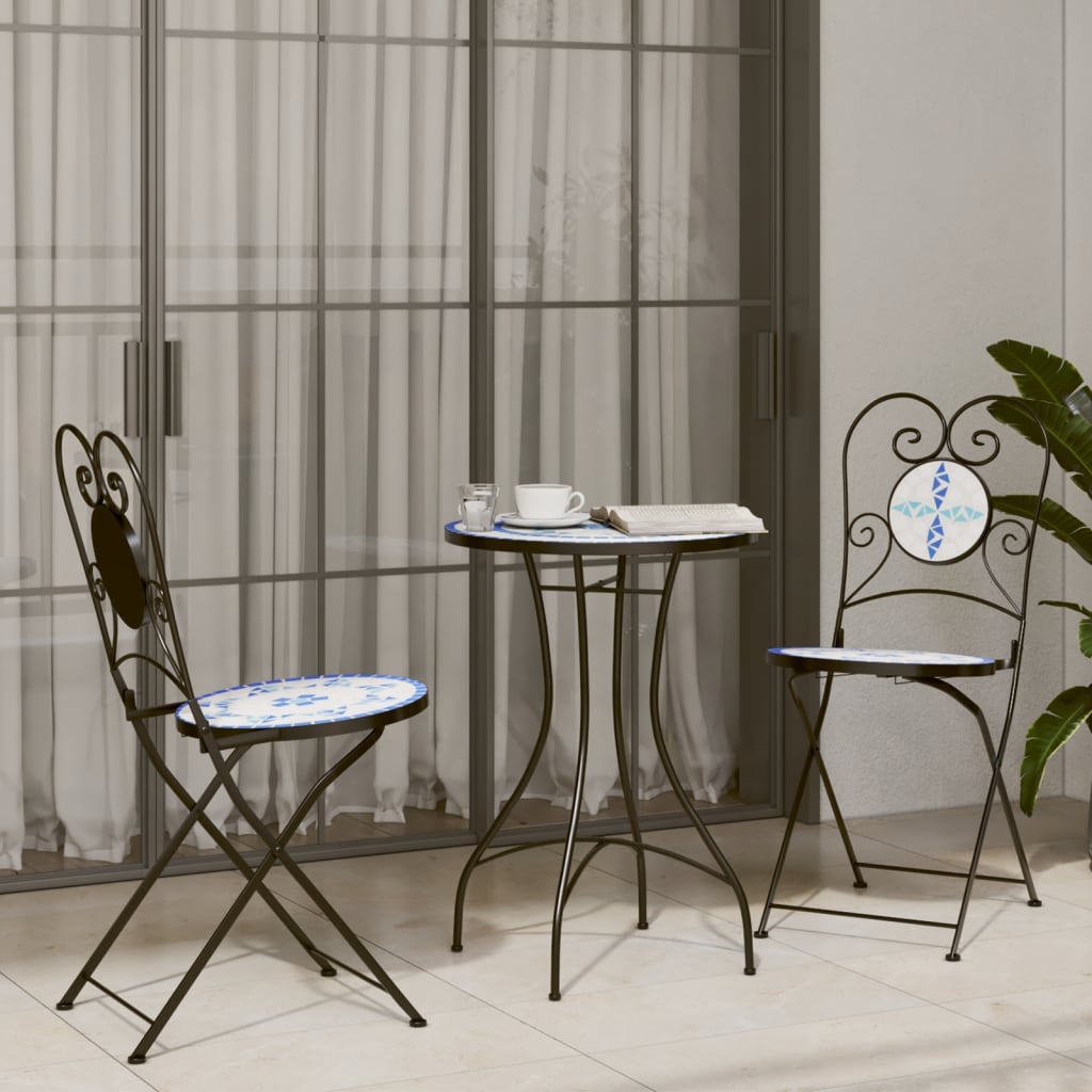 Mosaic Bistro Table Blue and White ?0x70 cm Ceramic