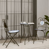 Mosaic Bistro Table Blue and White ?0x70 cm Ceramic