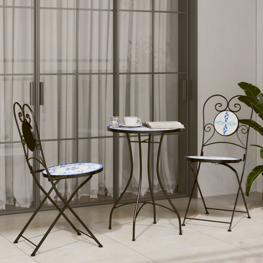 Mosaic Bistro Table Blue Ø50x70 cm Ceramic