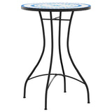 Mosaic Bistro Table Blue and White Ø50x70 cm Ceramic - Top-Down View