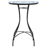 Mosaic Bistro Table Blue and White Ø50x70 cm Ceramic - 45-Degree Angle