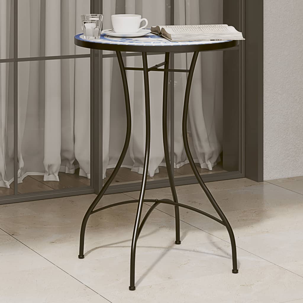 Mosaic Bistro Table Blue and White ?0x70 cm Ceramic
