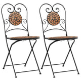 Bistro Chairs Foldable 2 pcs Terracotta Ceramic - Front View