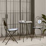 Folding Chairs 2 pcs Blue and White Ceramic