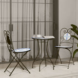 Bistro Chairs Foldable 2 pcs Blue and White Ceramic - Side View