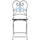 Bistro Chairs Foldable 2 pcs Blue and White Ceramic - Top-Down View