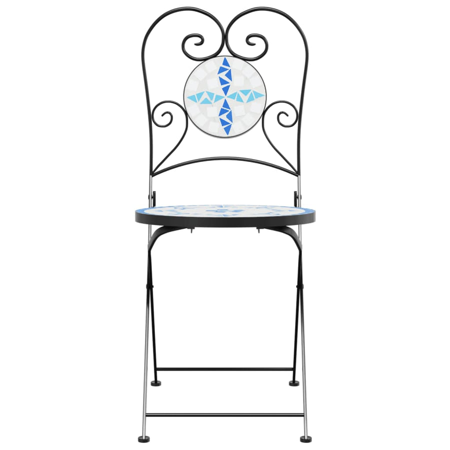 Folding Chairs 2 pcs Blue and White Ceramic