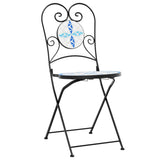 Bistro Chairs Foldable 2 pcs Blue and White Ceramic - 45-Degree Angle
