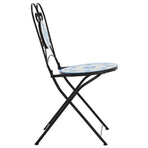 Folding Chairs 2 pcs Blue and White Ceramic