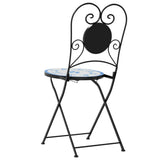 Bistro Chairs Foldable 2 pcs Blue and White Ceramic - Close-Up Angle