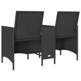 Garden Sofa 2-Seater with Table and Cushions Black Poly Rattan - Rear View