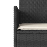 Garden Sofa 2-Seater with Table and Cushions Black Poly Rattan - Close-Up Angle