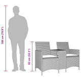 Garden Sofa 2-Seater with Table and Cushions Black Poly Rattan - Extra Image