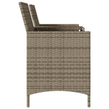 Garden Sofa 2-Seater with Table and Cushions Grey Poly Rattan - 45-Degree Angle