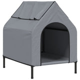 Dog House Light Grey Oxford Fabric and Steel - Front View