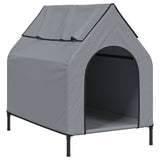 Dog House Light Grey Oxford Fabric and Steel - Front View
