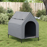 Dog House Light Grey Oxford Fabric and Steel - Side View