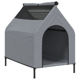 Dog House Light Grey Oxford Fabric and Steel - Close-Up Angle