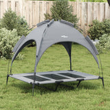 Dog Bed with Canopy Anthracite Oxford Fabric and Steel - Side View