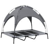 Dog Bed with Canopy Anthracite Oxford Fabric and Steel - Rear View