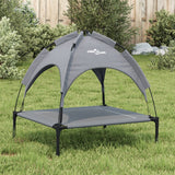 Dog Bed with Canopy Anthracite Oxford Fabric and Steel - Side View