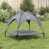 Dog Bed with Canopy Anthracite Oxford Fabric and Steel - Side View