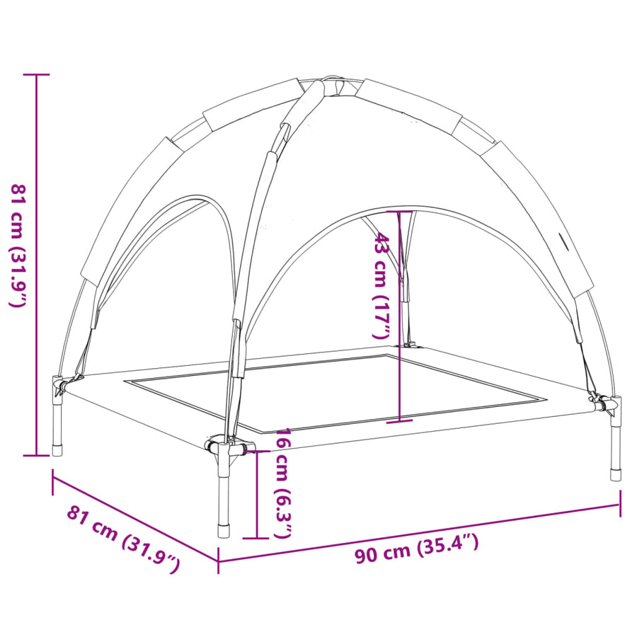Dog Bed with Canopy Anthracite Oxford Fabric and Steel