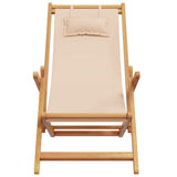 Folding Chair Beige Solid Wood Eucalyptus and Fabric - Top-Down View