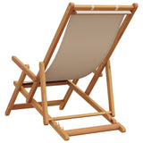 Folding Chair Beige Solid Wood Eucalyptus and Fabric - Rear View