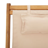 Folding Chair Beige Solid Wood Eucalyptus and Fabric - Extra Image