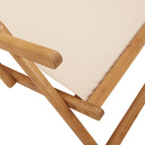 Folding Chair Beige Solid Wood Eucalyptus and Fabric - Extra Image