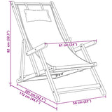 Folding Chair Beige Solid Wood Eucalyptus and Fabric