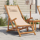 Folding Chair Beige Solid Wood Eucalyptus and Fabric