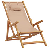 Folding Chair Taupe Solid Wood Eucalyptus and Fabric