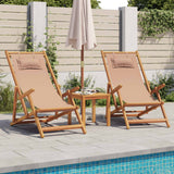 Folding Chair Taupe Solid Wood Eucalyptus and Fabric