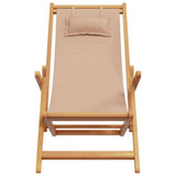 Folding Chair Taupe Solid Wood Eucalyptus and Fabric - Top-Down View
