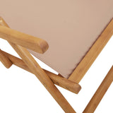 Folding Chair Taupe Solid Wood Eucalyptus and Fabric
