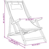 Folding Chair Taupe Solid Wood Eucalyptus and Fabric - Extra Image